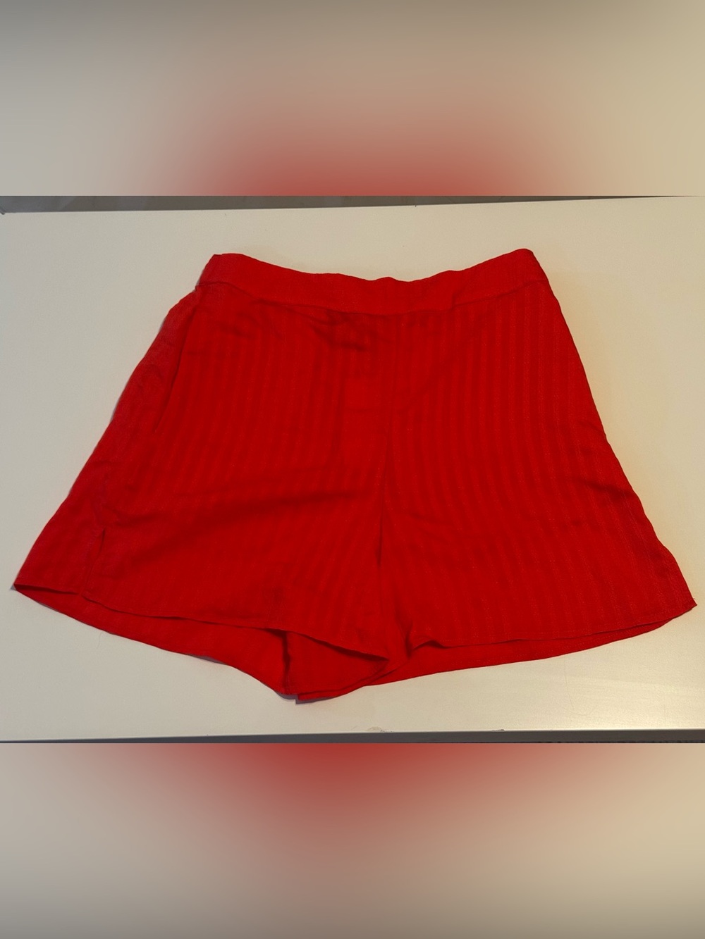 NWT Mango Celestia Red Orange Ribbed Pull-On Women's Shorts